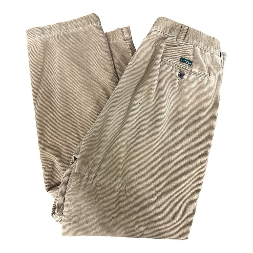 Vintage Polo Ralph Lauren Corduroy Pants Men's 36x32 Tan Brown Made in USA